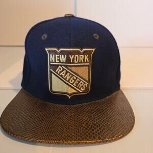 Zephyr New York Rangers Snakeskin Brim Adjustable Strapback Hat Navy Gold